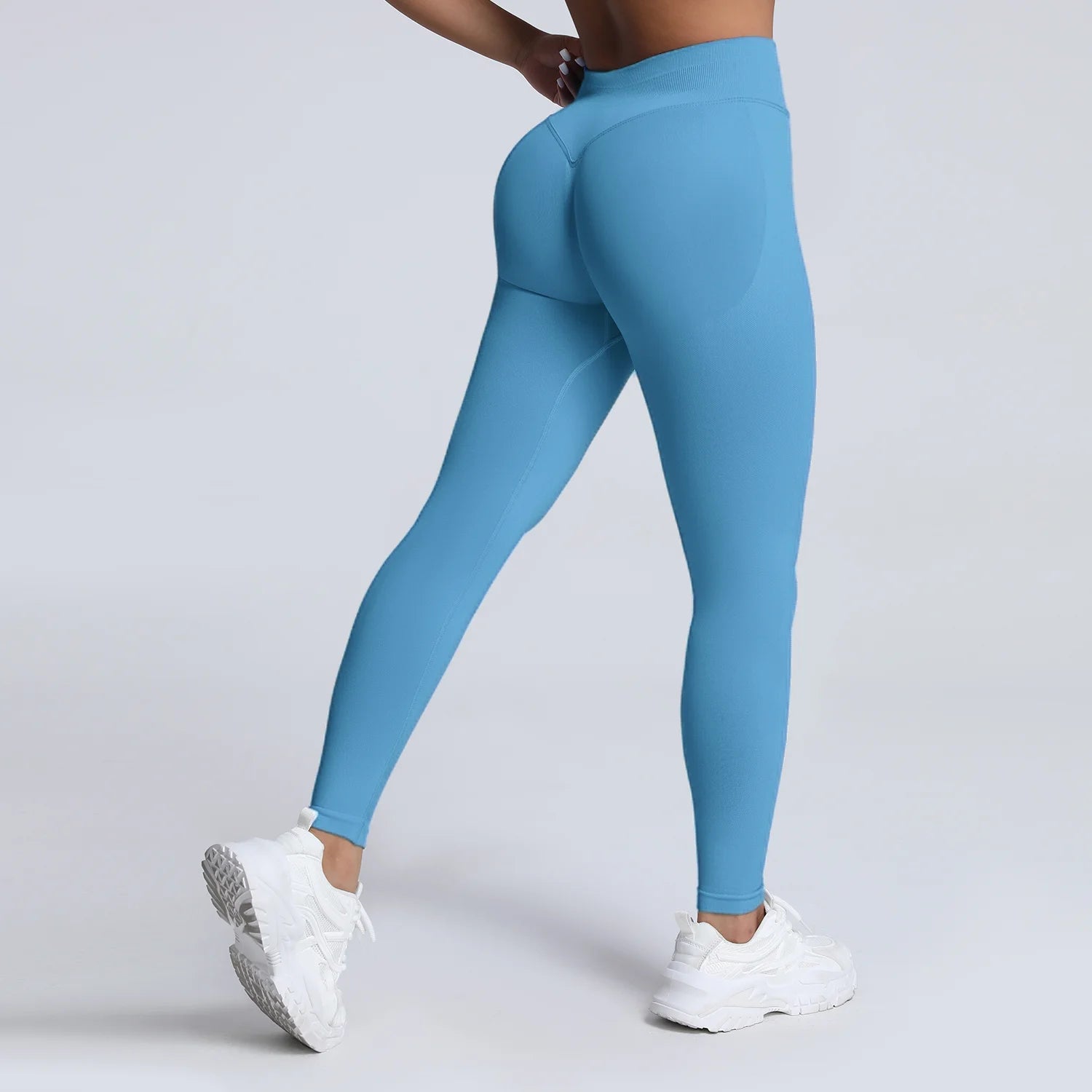 Women Ribbed Waist Band Scrunch Bum