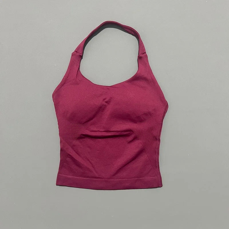 Sports Gym Halter Top Woman Seamless