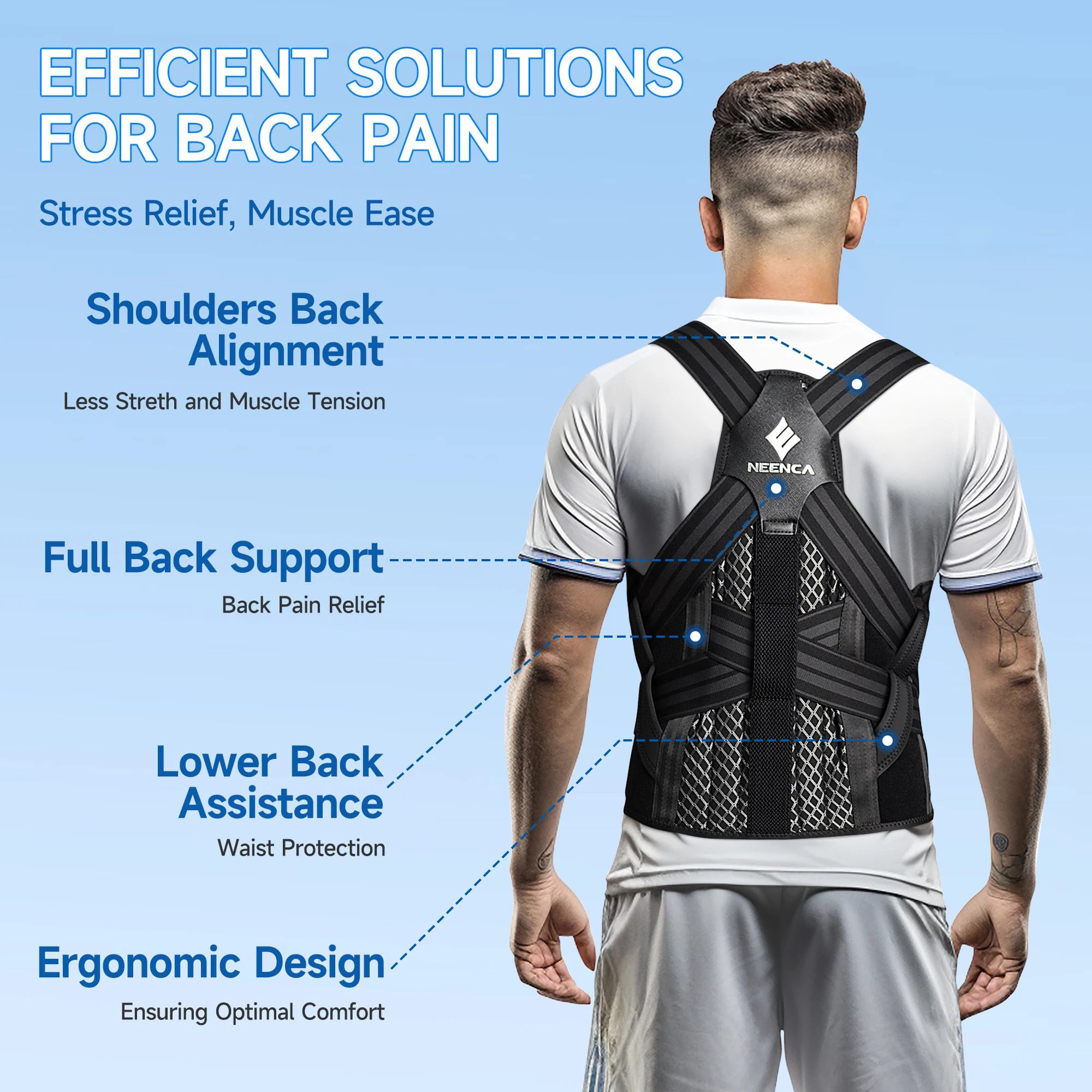 Posture Corrector Back Brace Adjustable Back Support for Women and Men