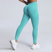 Women Ribbed Waist Band Scrunch Bum