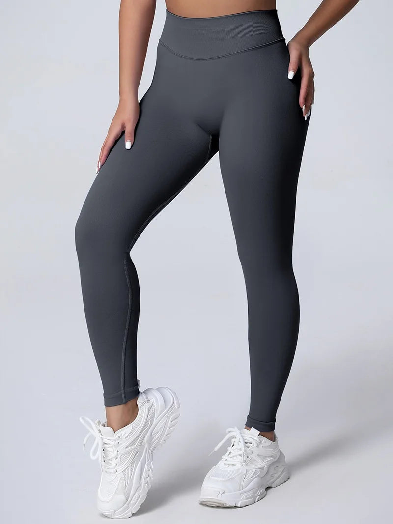 Women Ribbed Waist Band Scrunch Bum