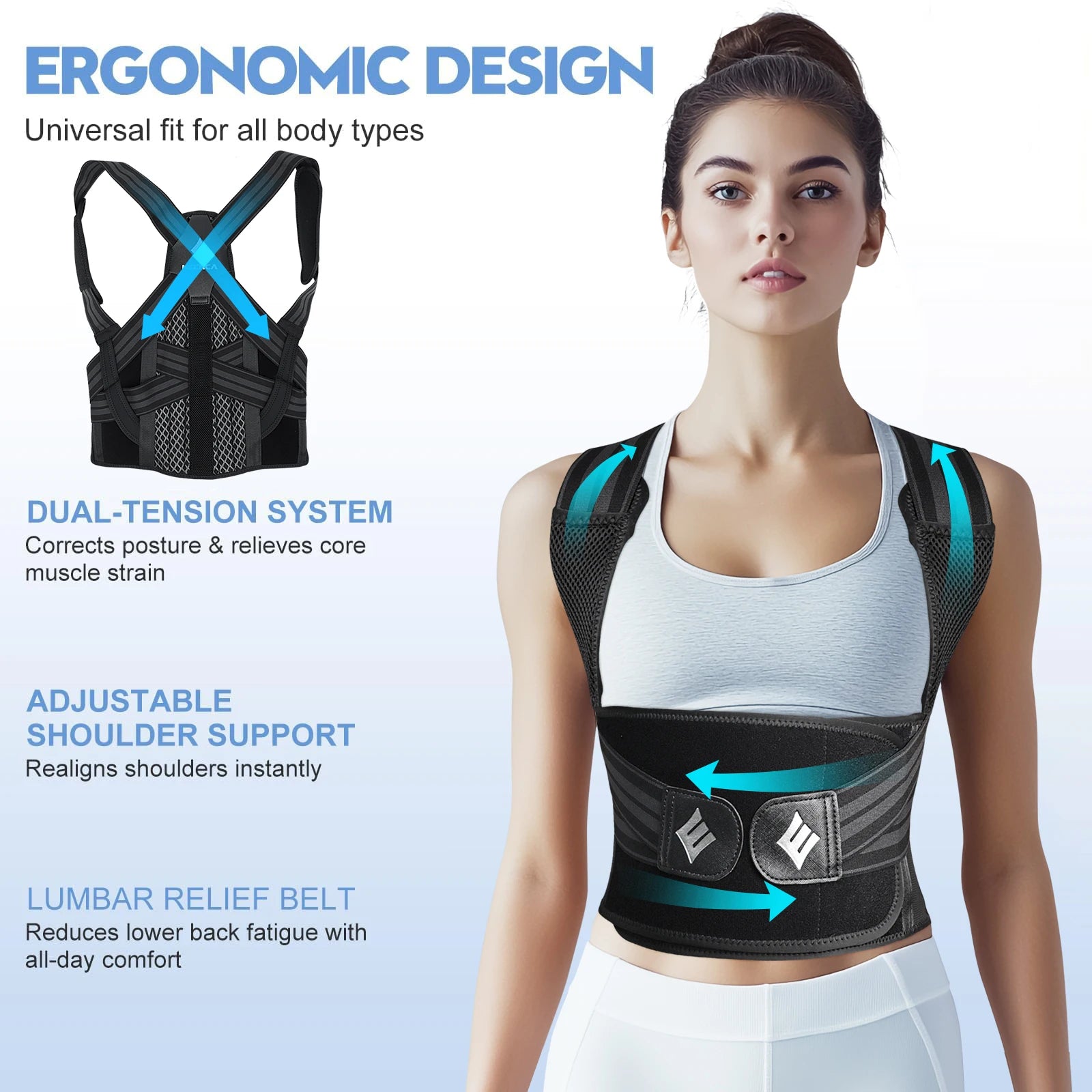 Posture Corrector Back Brace Adjustable Back Support for Women and Men