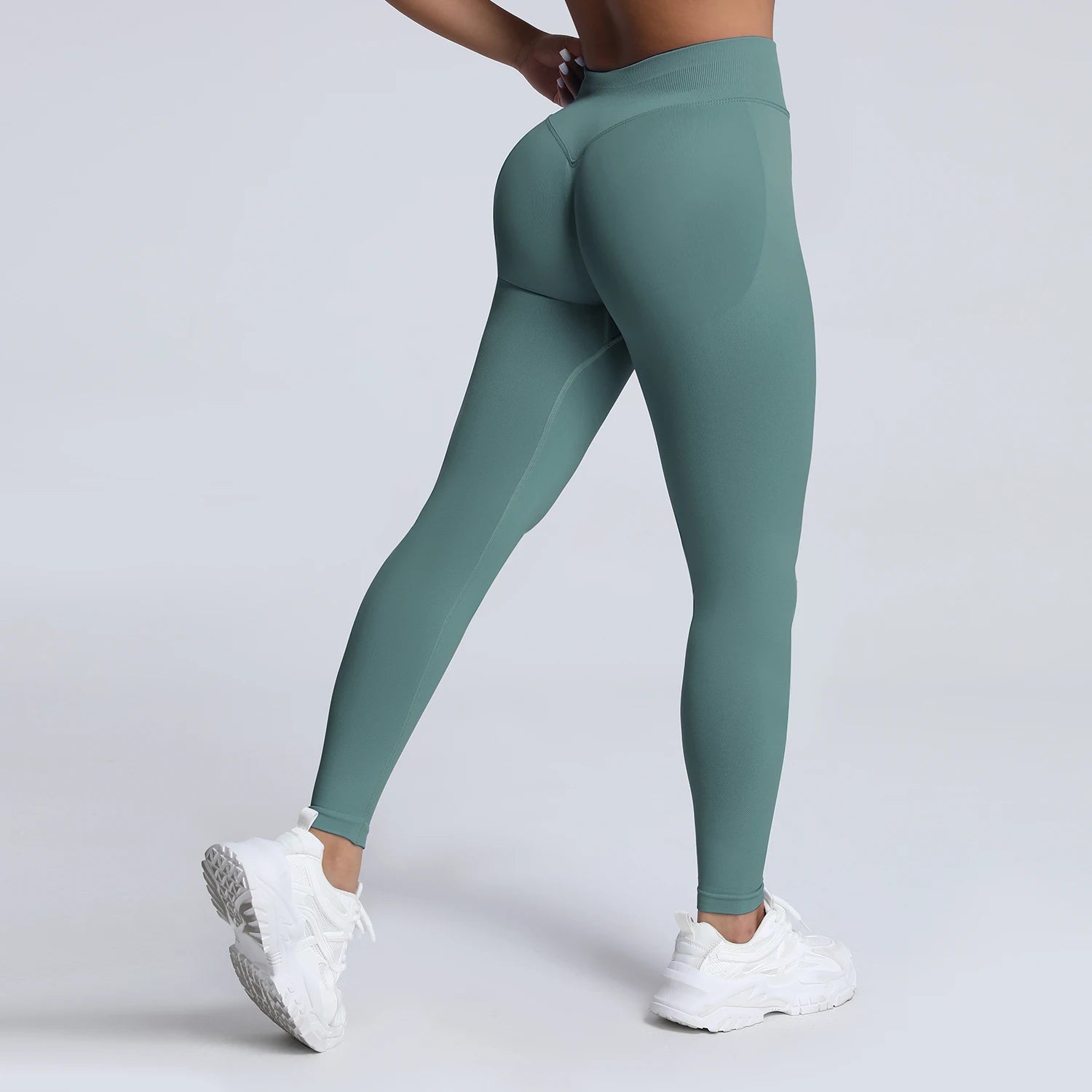Women Ribbed Waist Band Scrunch Bum