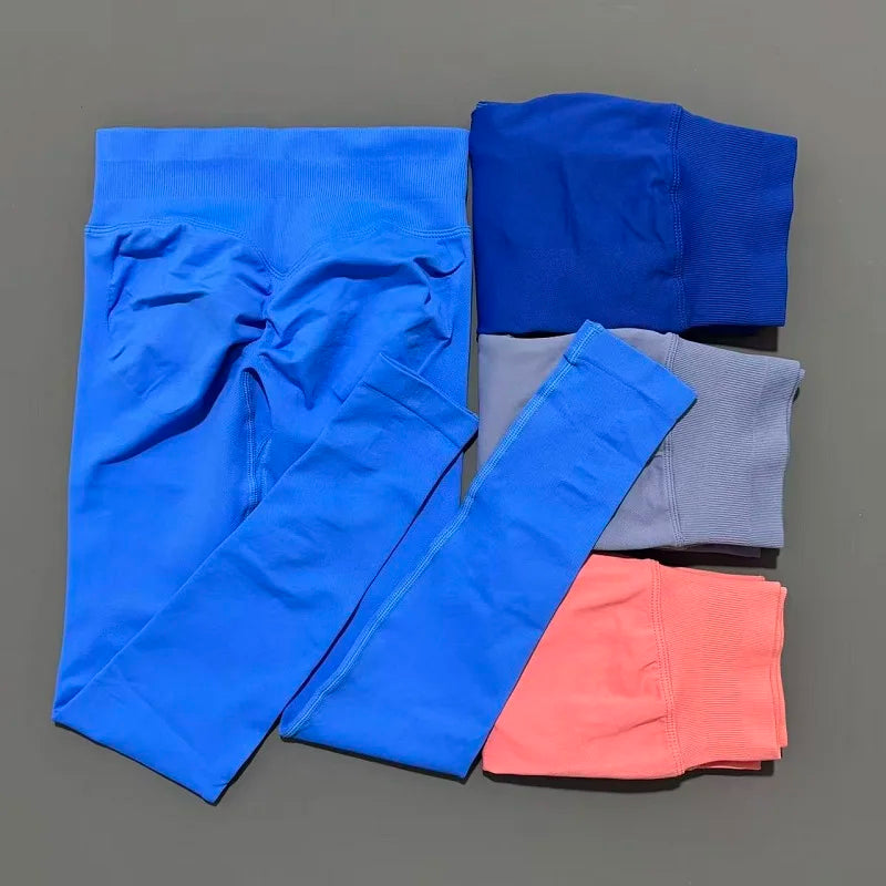 Women Ribbed Waist Band Scrunch Bum