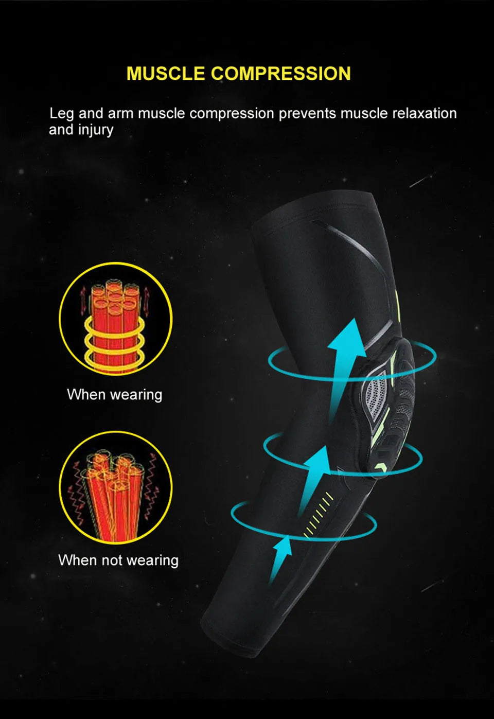 1PC Breathable Sports Arm Sleeves with Compression Elbow Pads
