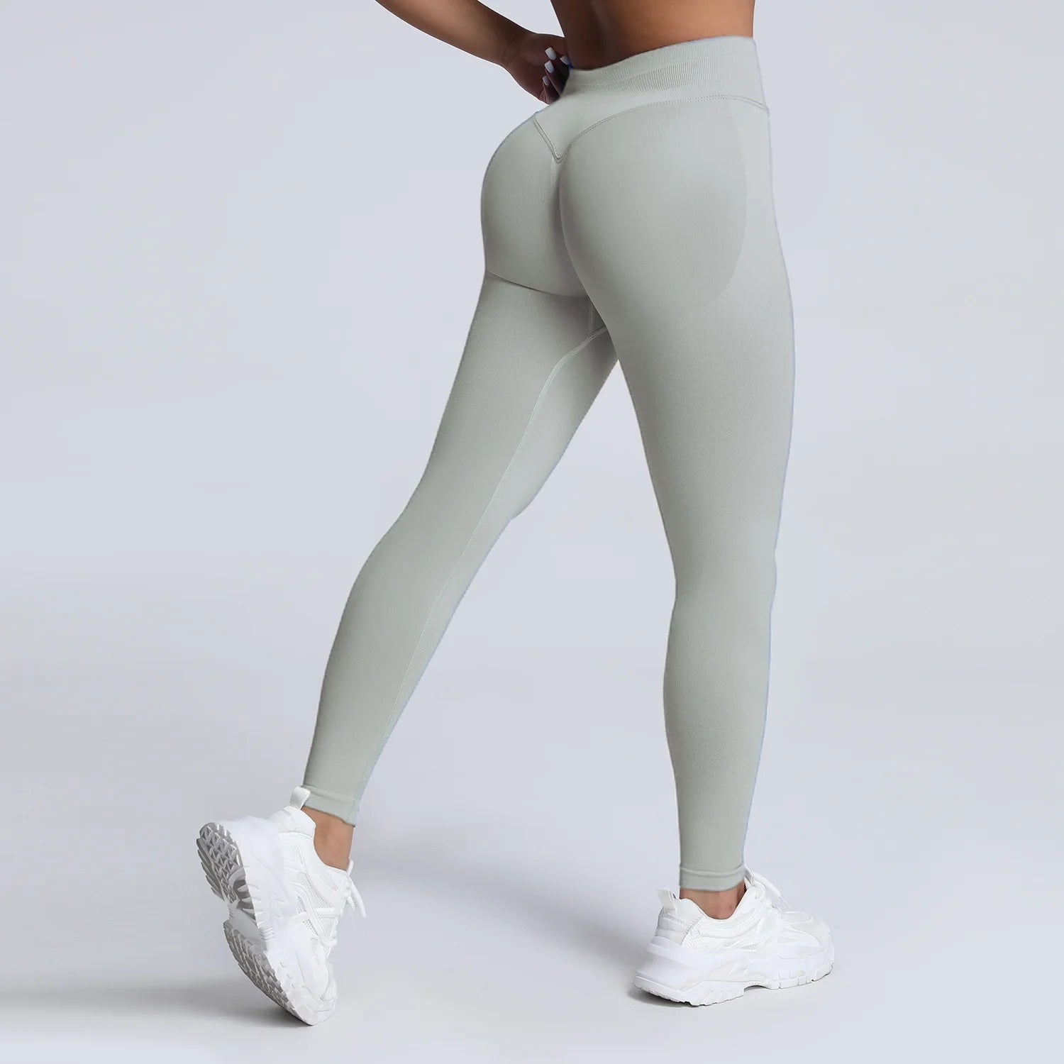 Women Ribbed Waist Band Scrunch Bum