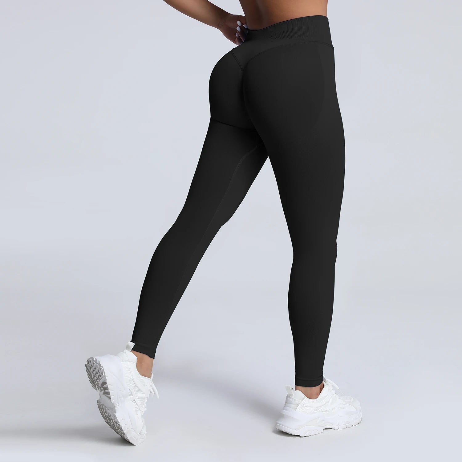 Women Ribbed Waist Band Scrunch Bum