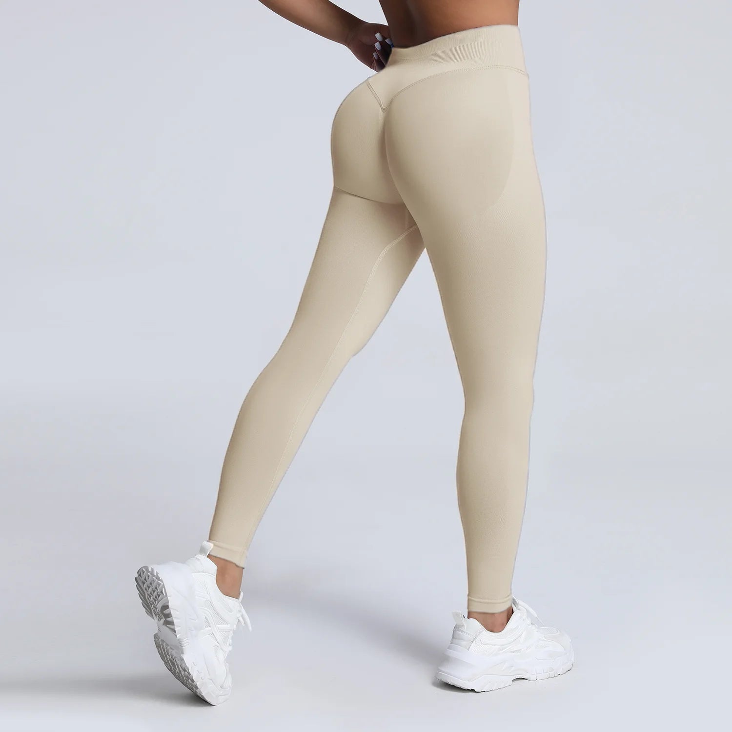 Women Ribbed Waist Band Scrunch Bum