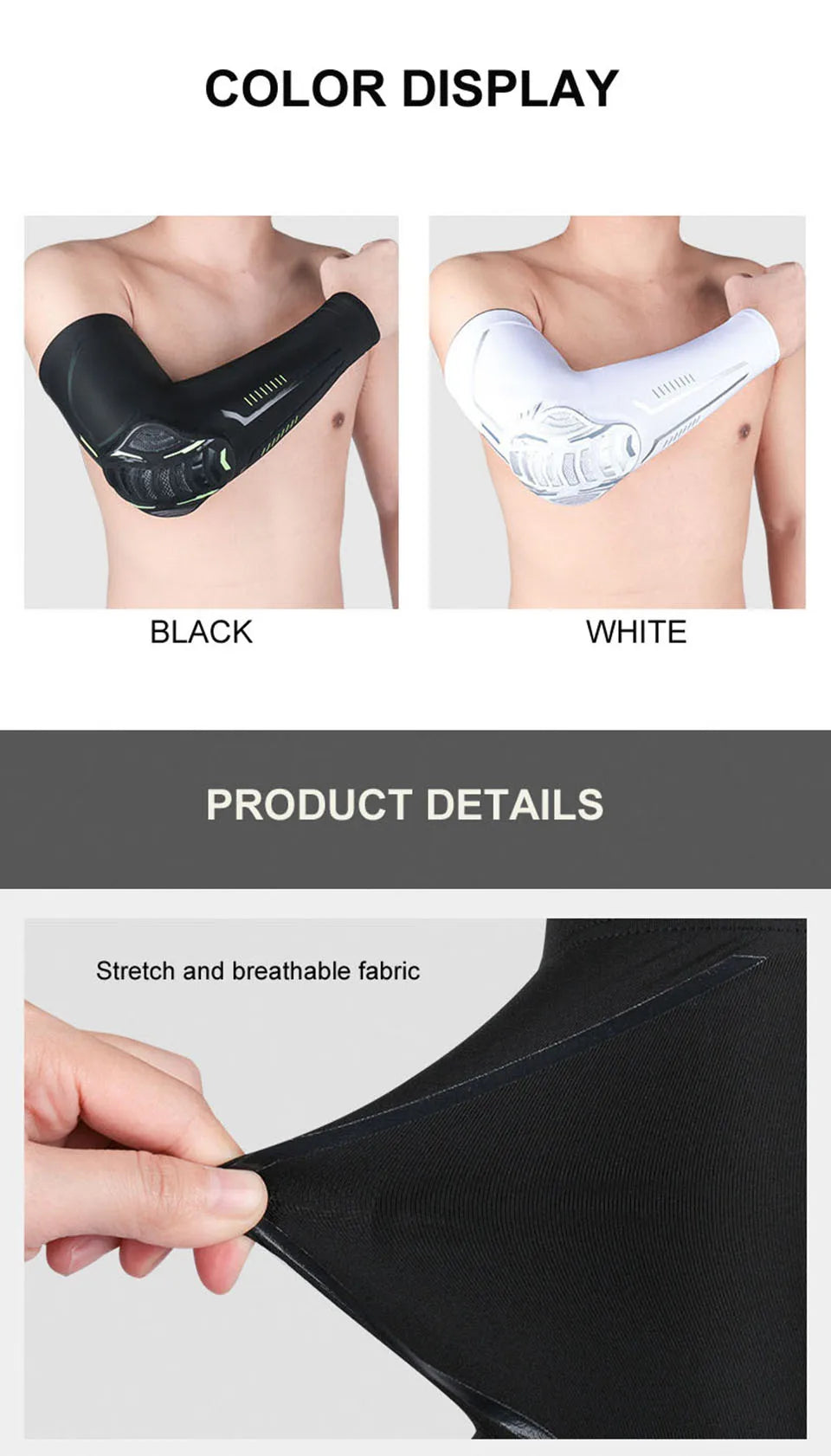 1PC Breathable Sports Arm Sleeves with Compression Elbow Pads